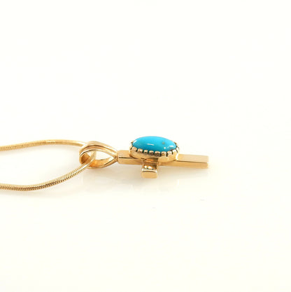 14kt Gold Blue Turquoise Cross Pendant - DeSantis