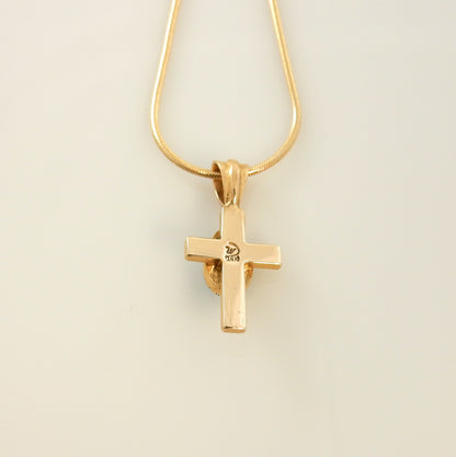 14kt Gold Blue Turquoise Cross Pendant - DeSantis