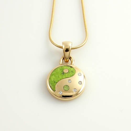 14kt Gold Gaspeite Diamond Yin Yang Pendant - DeSantis