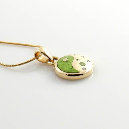 14kt Gold Gaspeite Diamond Yin Yang Pendant - DeSantis