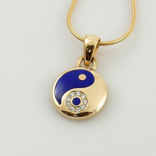 14kt Gold Lapis Diamond Yin Yang Pendant - DeSantis