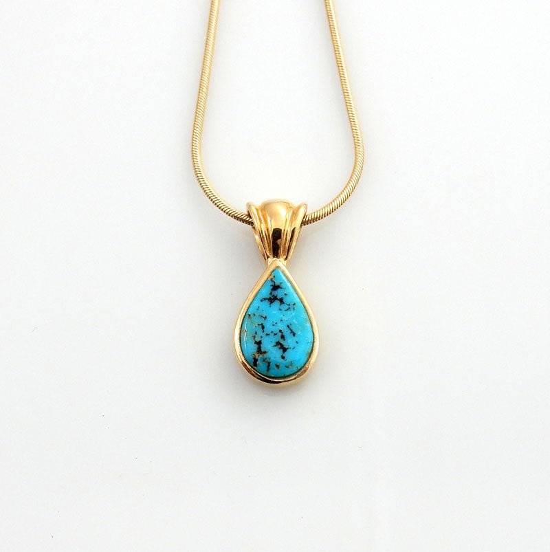 14kt Gold Morenci Turquoise Inlay Pendant - DeSantis