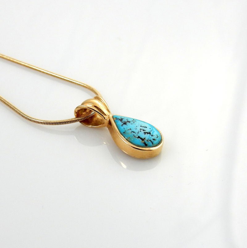 14kt Gold Morenci Turquoise Inlay Pendant - DeSantis