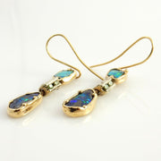 14kt Gold Opal Diamond Dangle Earrings - DeSantis