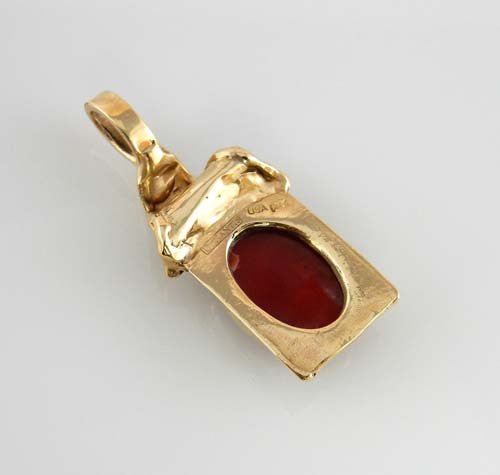 14kt Gold Red Coral Diamond Pendant - DeSantis