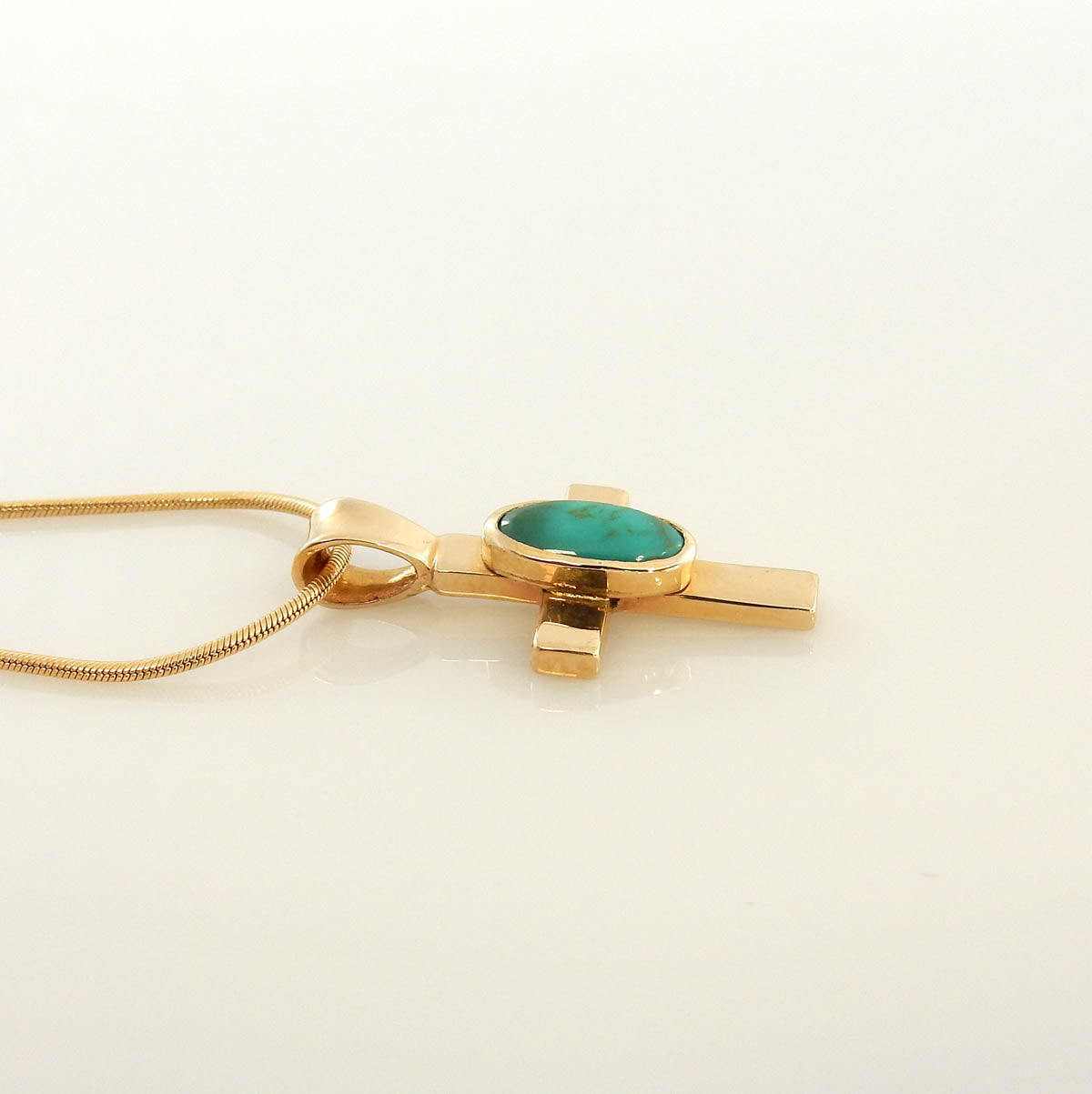 14kt Gold Royston Turquoise Cross Pendant - DeSantis