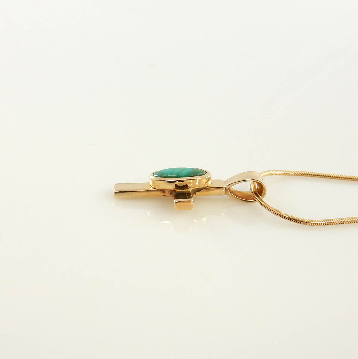 14kt Gold Royston Turquoise Cross Pendant - DeSantis