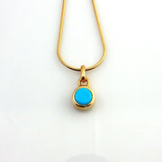 14kt Gold Sleeping Beauty Turquoise Inlay Pendant - DeSantis