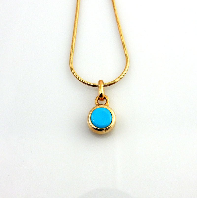 14kt Gold Sleeping Beauty Turquoise Inlay Pendant - DeSantis