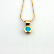 14kt Gold Sleeping Beauty Turquoise Inlay Pendant - DeSantis