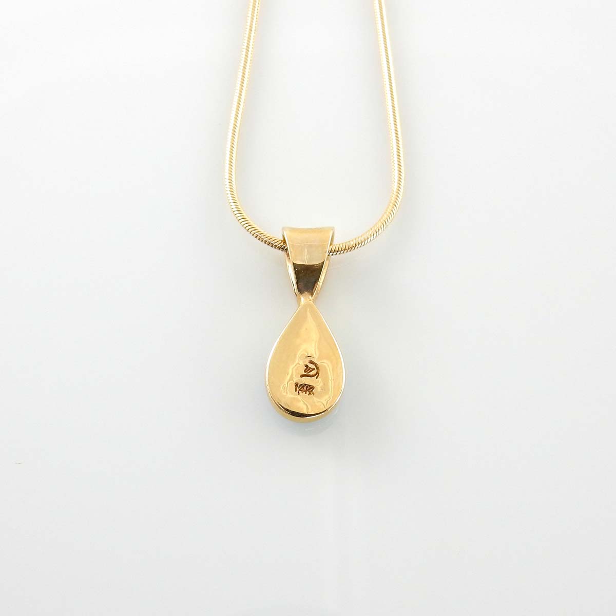 14kt Gold Sleeping Beauty Turquoise Inlay Teardrop Pendant - DeSantis