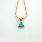 14kt Gold Sleeping Beauty Turquoise Inlay Triangle Pendant - DeSantis