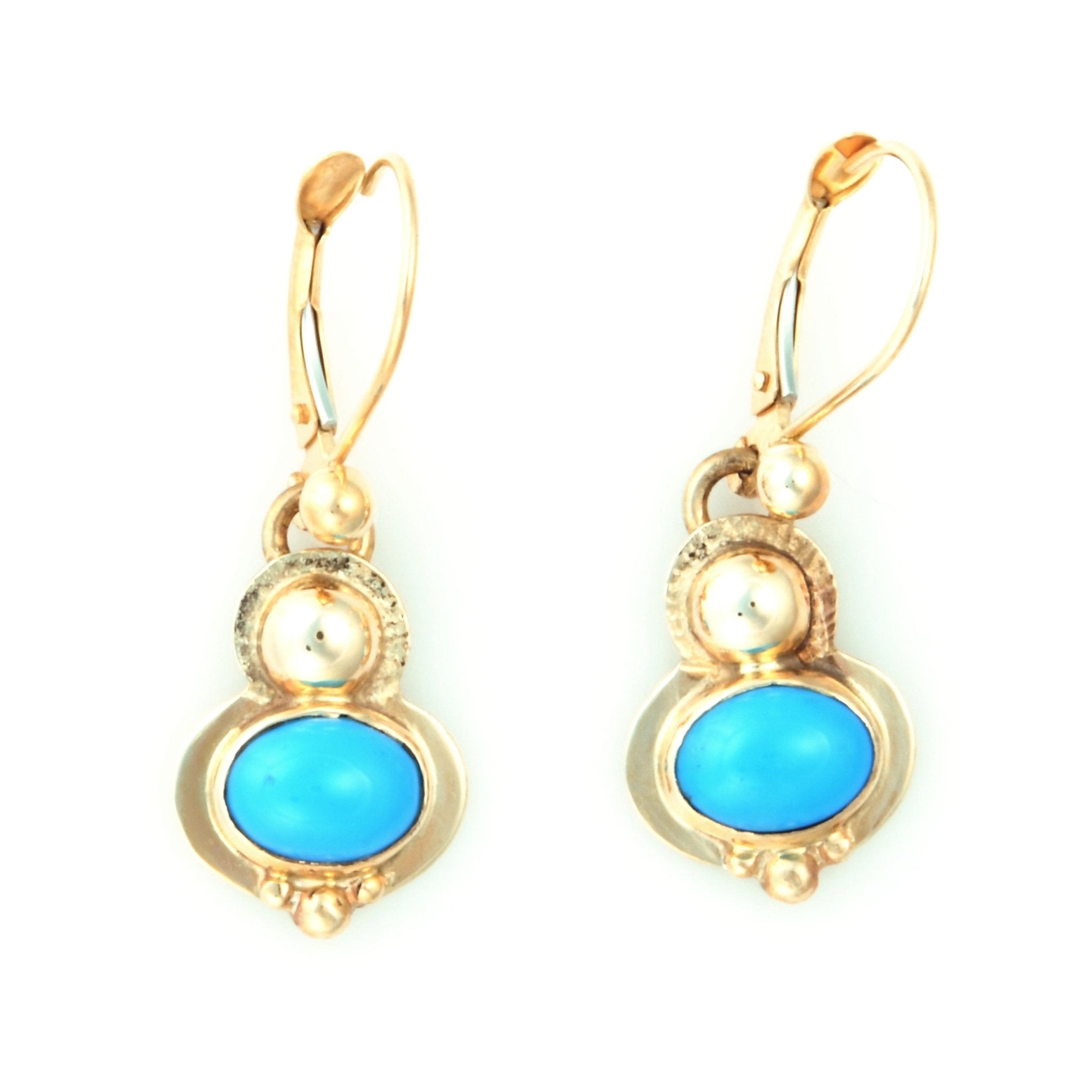 14kt Gold Turquoise Dangle Gemstone Earrings - DeSantis