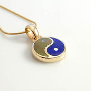 14kt Gold Turquoise Lapis Turquoise Yin Yang Pendant - DeSantis