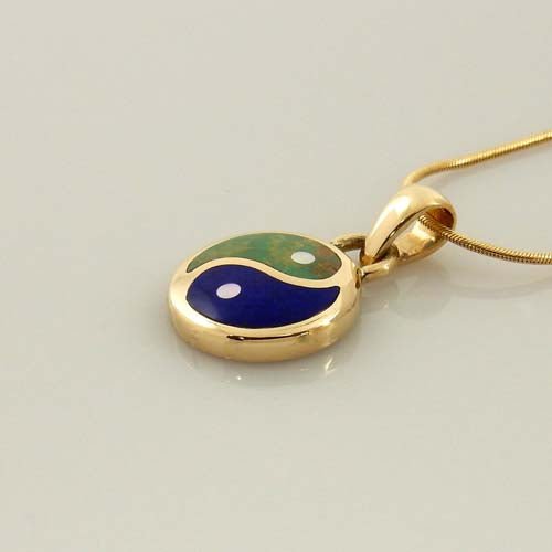 14kt Gold Turquoise Lapis Yin Yang Pendant - DeSantis