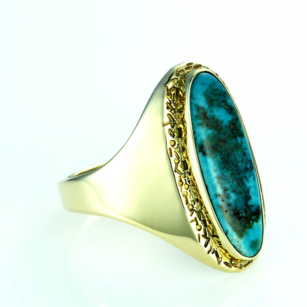 14kt Gold Turquoise Men's Ring - DeSantis