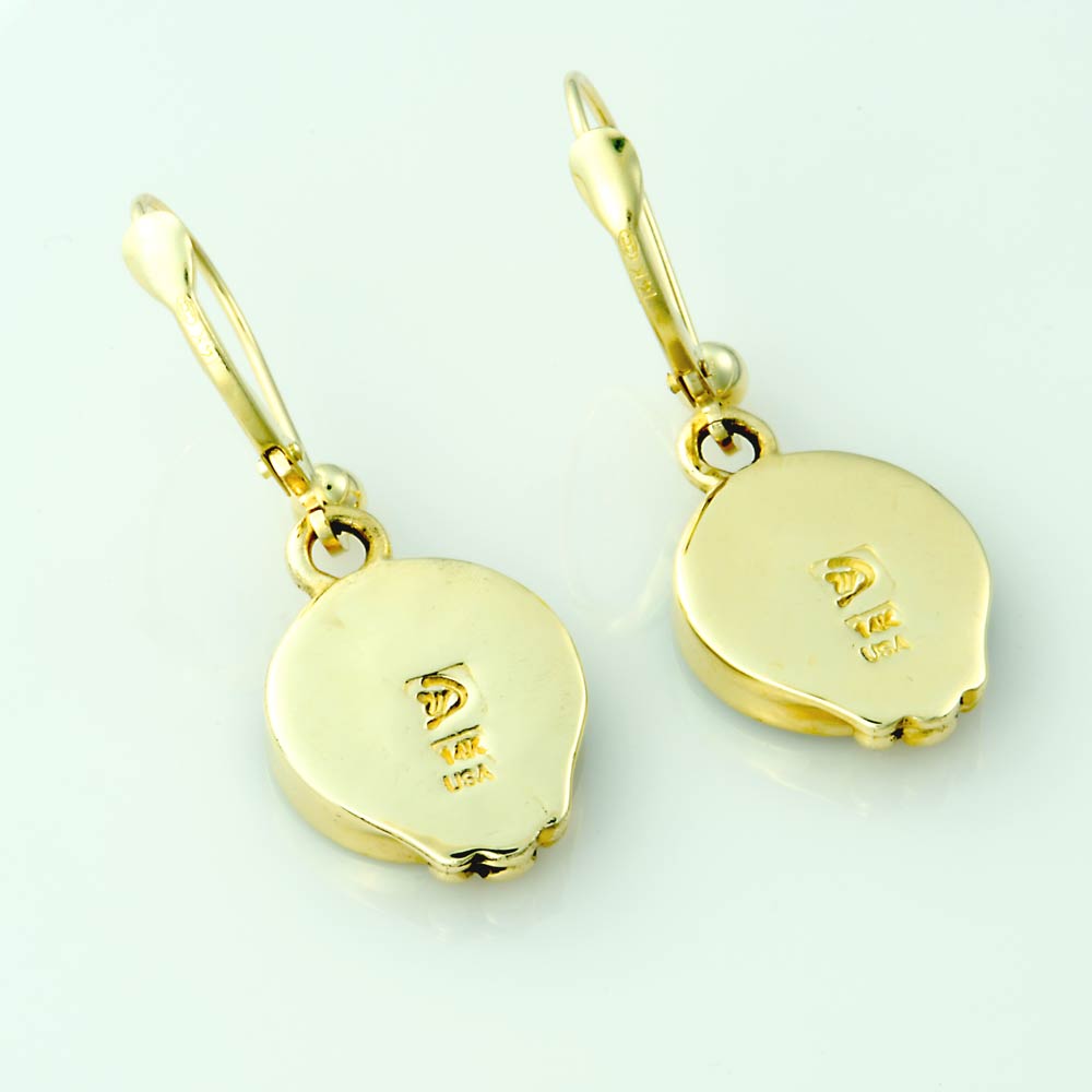 14kt Gold Turquoise Mother of Pearl Lapis Inlay Earrings - DeSantis