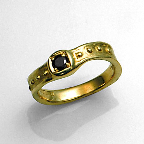 14kt Yellow Gold Black Diamond Ring Size 6 - DeSantis