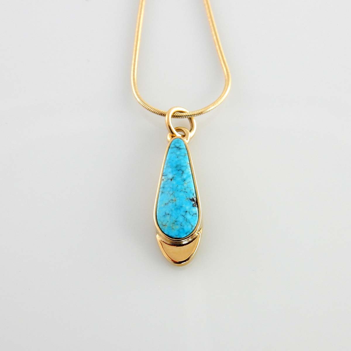 14kt Yellow Gold Blue Morenci Turquoise Inlay Pendant - DeSantis