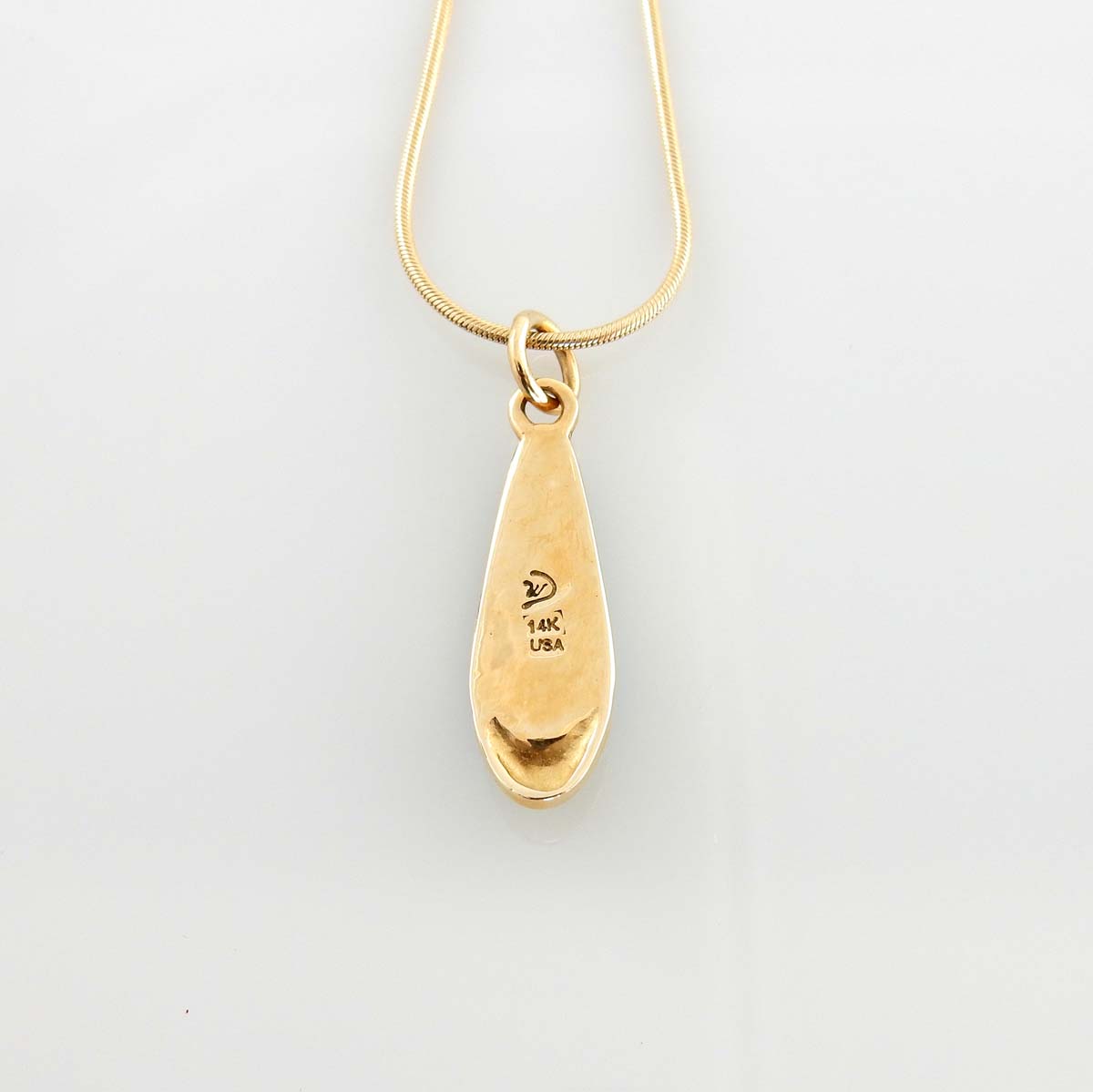 14kt Yellow Gold Blue Morenci Turquoise Inlay Pendant - DeSantis