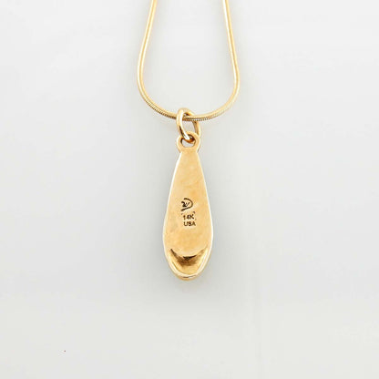 14kt Yellow Gold Blue Morenci Turquoise Inlay Pendant - DeSantis