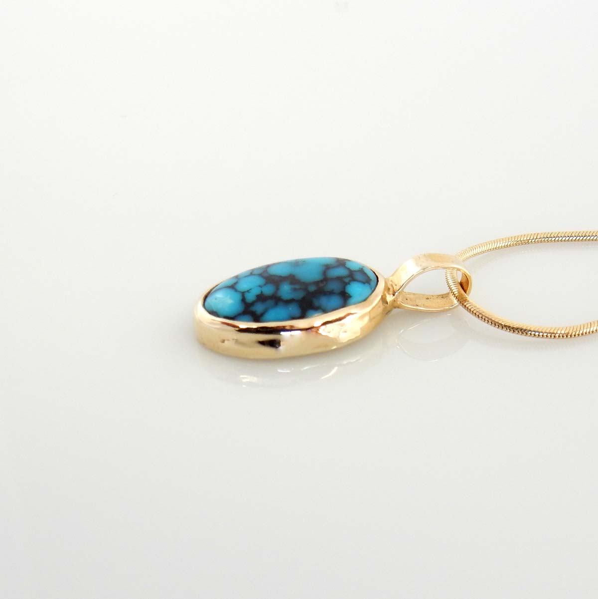 14kt Yellow Gold Blue Spiderweb Turquoise Pendant - DeSantis