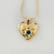 14kt Yellow Gold Blue Topaz Heart Pendant - DeSantis