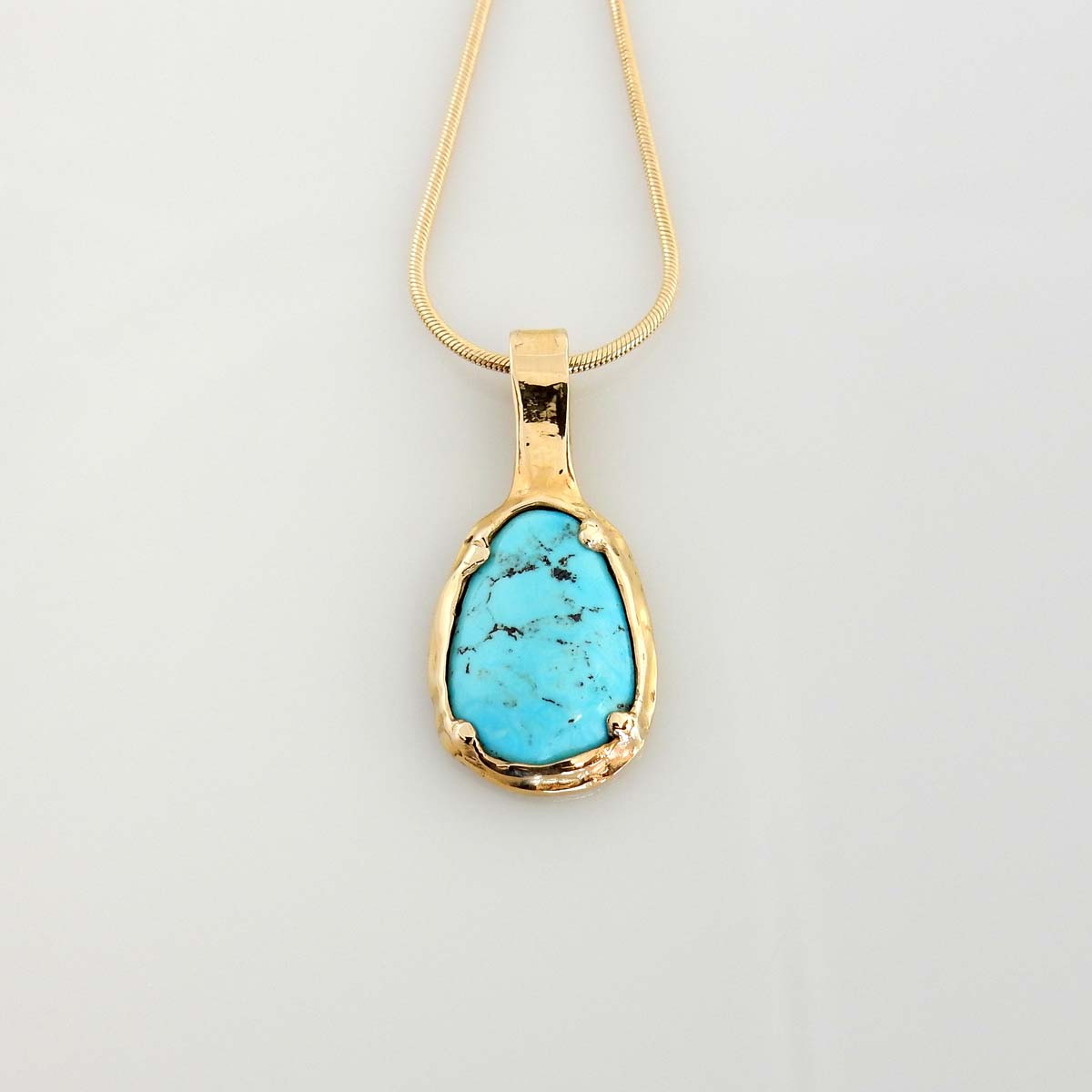 14kt Yellow Gold Blue Turquoise Drop Pendant - DeSantis