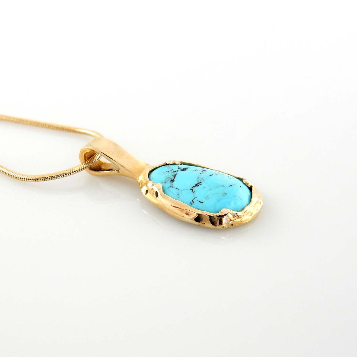 14kt Yellow Gold Blue Turquoise Drop Pendant - DeSantis
