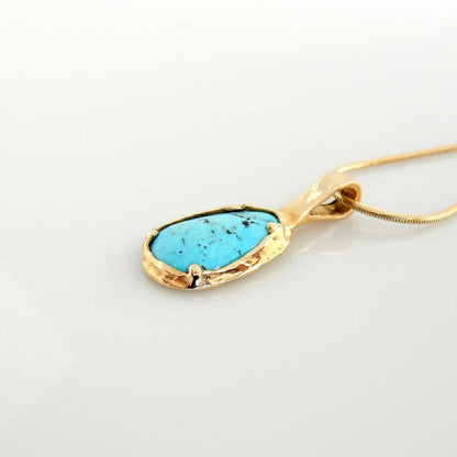 14kt Yellow Gold Blue Turquoise Drop Pendant - DeSantis