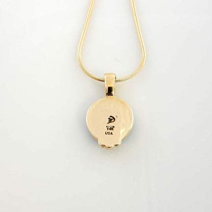 14kt Yellow Gold Blue Turquoise Inlay Round Pendant - DeSantis