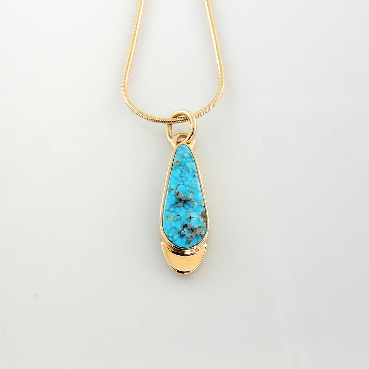 14kt Yellow Gold Morenci Turquoise Inlay Pendant - DeSantis
