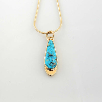 14kt Yellow Gold Morenci Turquoise Inlay Pendant - DeSantis