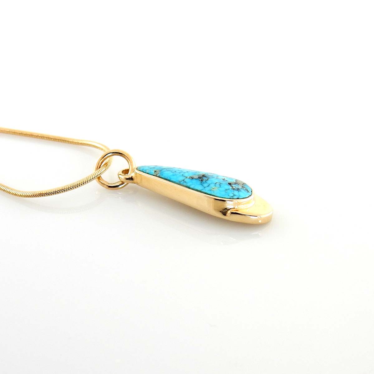 14kt Yellow Gold Morenci Turquoise Inlay Pendant - DeSantis