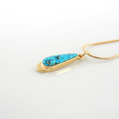 14kt Yellow Gold Morenci Turquoise Inlay Pendant - DeSantis