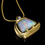 14kt Yellow Gold Natural Brazilian Opal Diamond Pendant - DeSantis