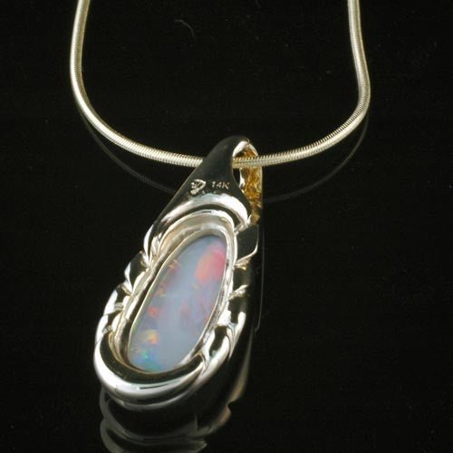 14kt Yellow Gold Natural Brazilian Opal Pendant - DeSantis