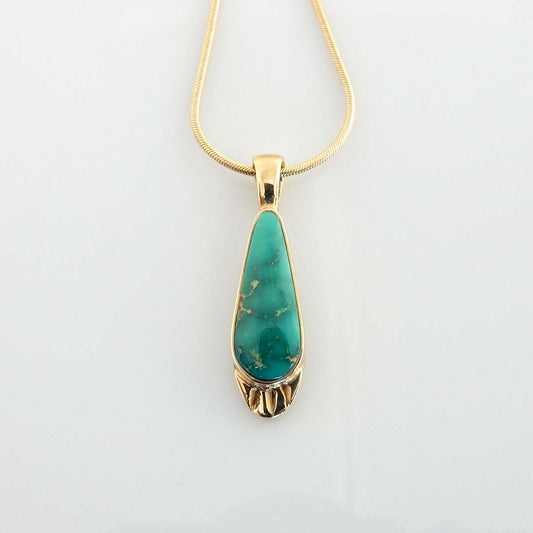 14kt Yellow Gold Royston Turquoise Inlay Pendant - DeSantis