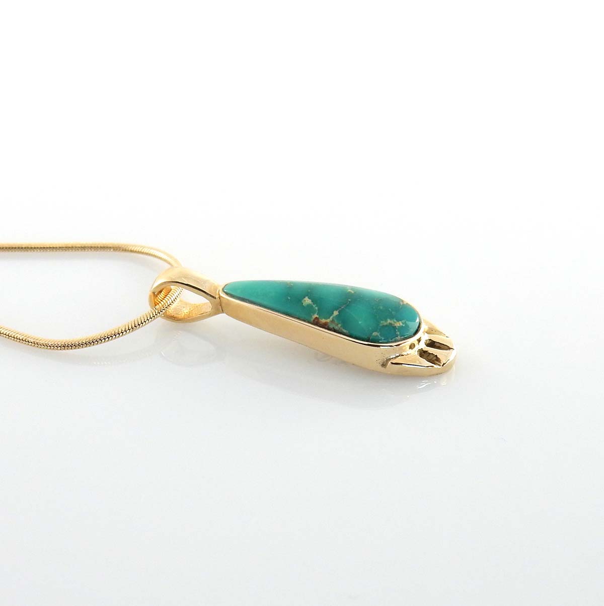 14kt Yellow Gold Royston Turquoise Inlay Pendant - DeSantis