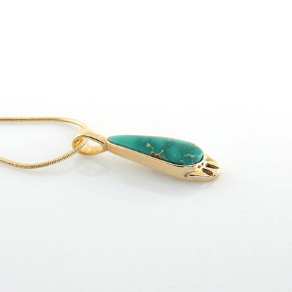 14kt Yellow Gold Royston Turquoise Inlay Pendant - DeSantis