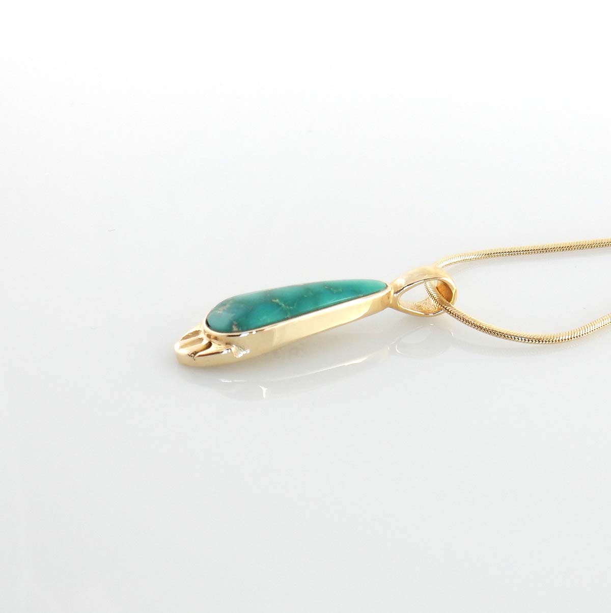 14kt Yellow Gold Royston Turquoise Inlay Pendant - DeSantis