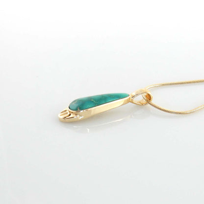 14kt Yellow Gold Royston Turquoise Inlay Pendant - DeSantis