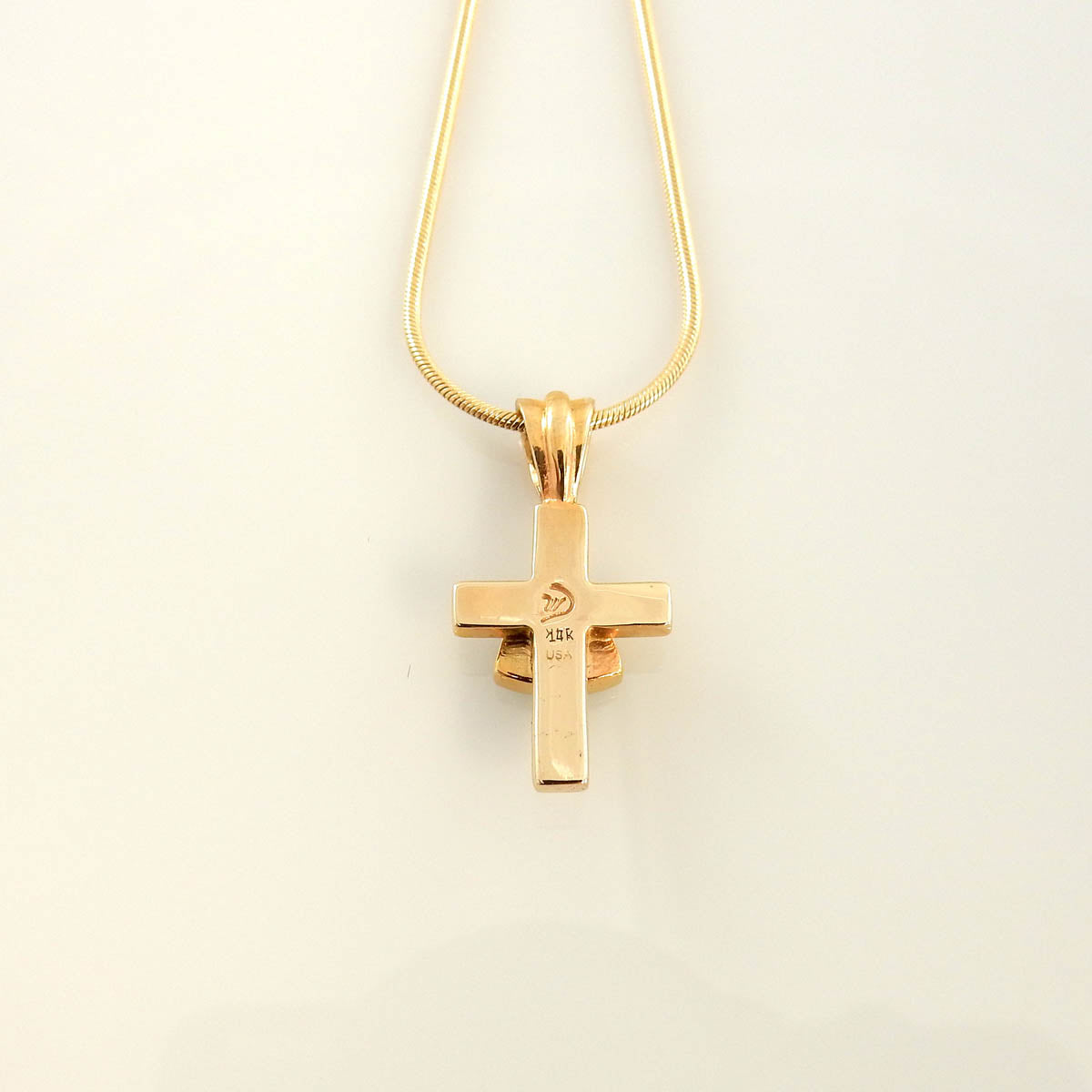 14kt Yellow Gold Turquoise Inlay Cross Pendant - DeSantis