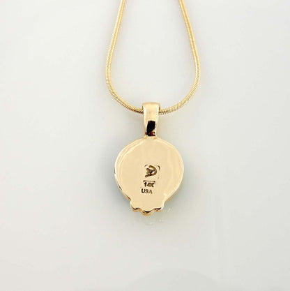 14kt Yellow Gold Turquoise Inlay Round Pendant - DeSantis