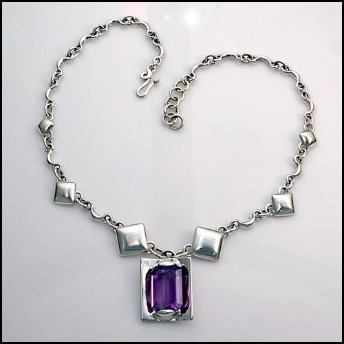 16" inch Amethyst Sterling Silver Necklace - DeSantis