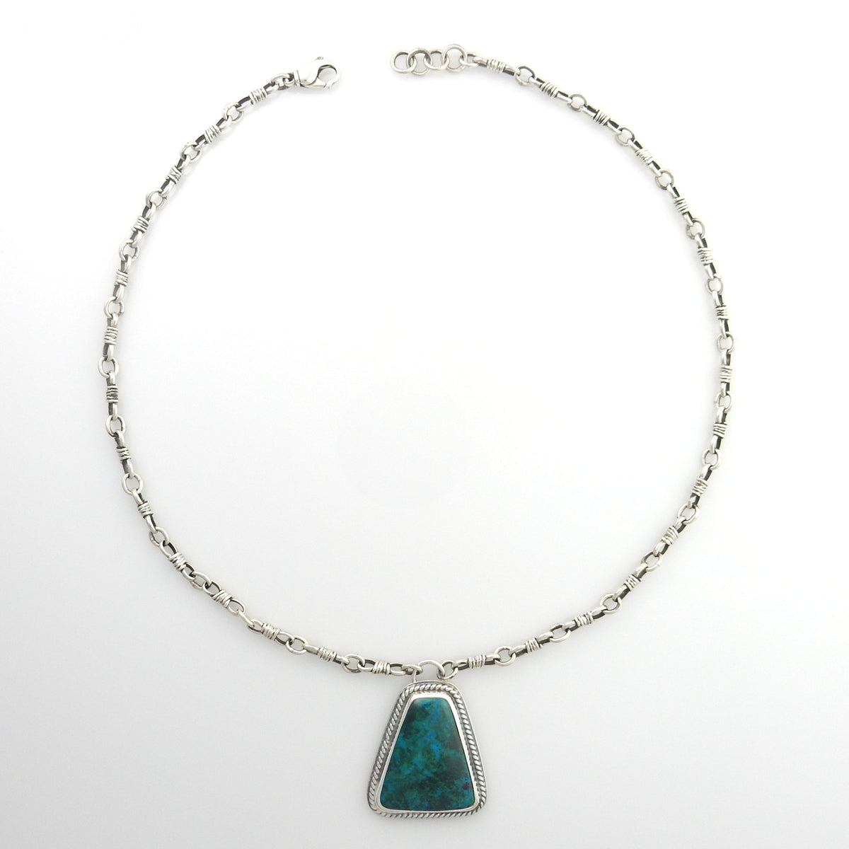 18" Inch Handmade Sterling Silver Chrysocolla Adjustable Necklace - DeSantis