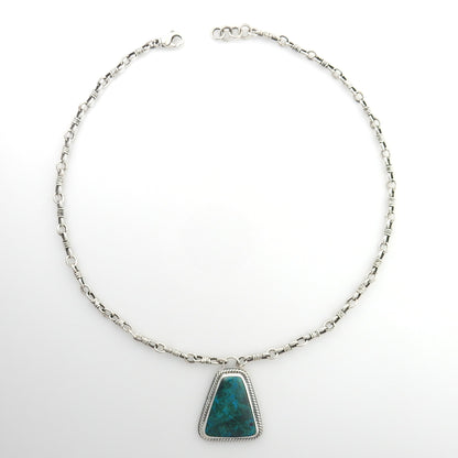 18" Inch Handmade Sterling Silver Chrysocolla Adjustable Necklace - DeSantis