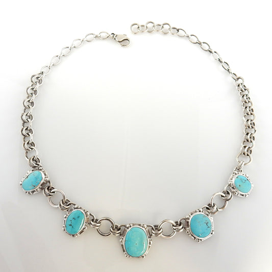 18" Inch Handmade Sterling Silver Dry Creek Turquoise Adjustable Necklace - DeSantis