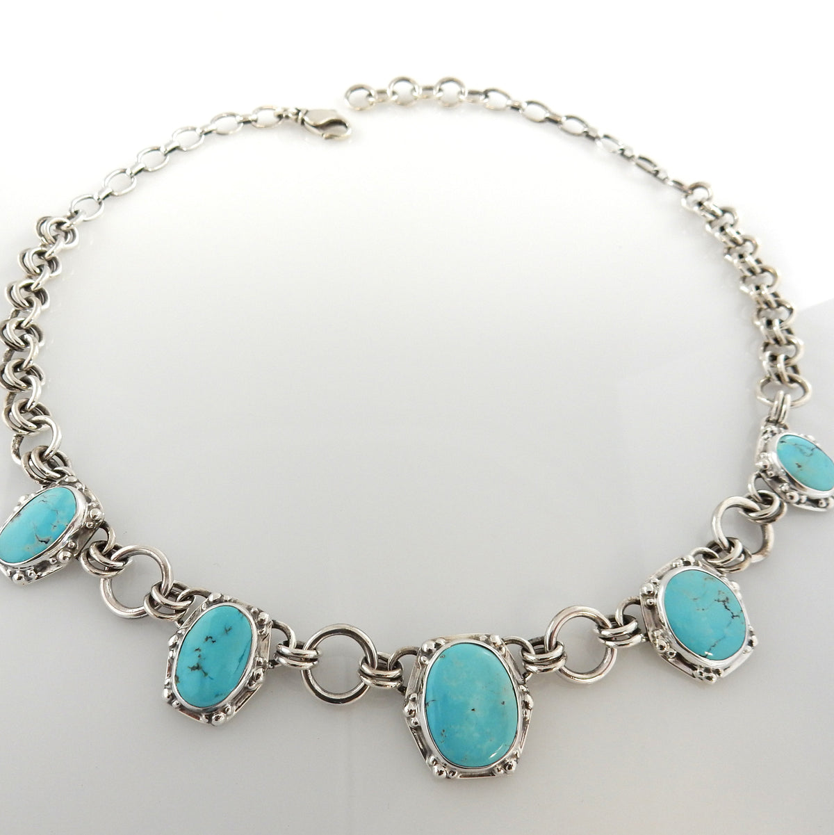 18" Inch Handmade Sterling Silver Dry Creek Turquoise Adjustable Necklace - DeSantis