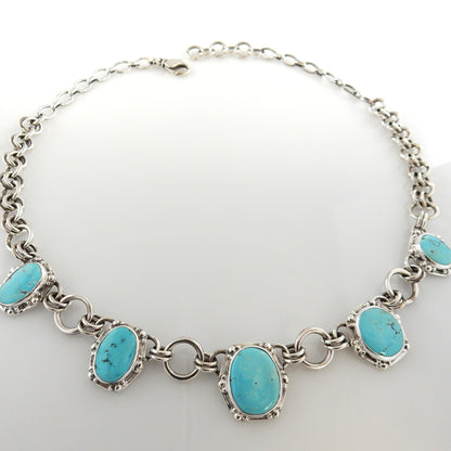 18" Inch Handmade Sterling Silver Dry Creek Turquoise Adjustable Necklace - DeSantis